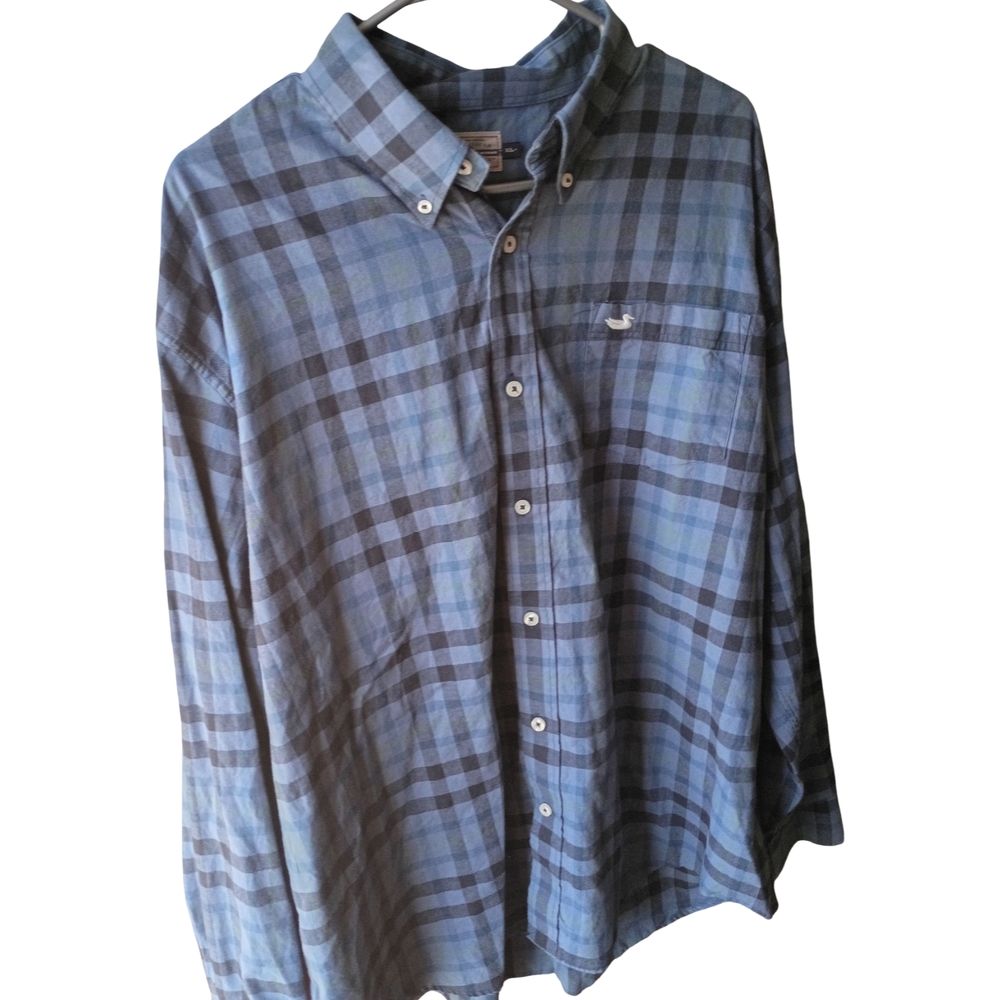 Southern Marsh Blue Boundary Washed Plaid Button-Down Shirt